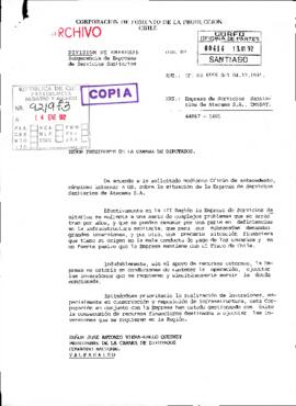 [Carta del Vicepresidente Ejecutivo de CORFO dirigida al Presidente de la Cámara de Diputados, referente a la Empresa de Servicios Sanitarios de Atacama S.A]