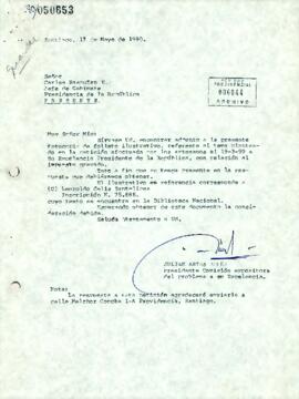 Carta enviada al sr. Carlos Bascuñán E., Jefe de Gabinete de la Presidencia, por Julián Arias Acuña, quien remite un folleto ilustrativo sobre el impuesto que afecta a los artesanos que trabajan el lapislázuli y la plata