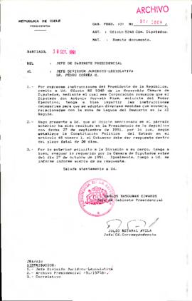 [Oficio del Jefe de Gabinete Presidencial dirigido al Jefe de la División Jurídico Legislativa]