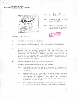 [Oficio Ord. N° 3515 de Ministro de Vivienda y Urbanismo, defensas ribereñas del Río Cautín y pas...