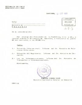 [Carta de aviso reunión ordinaria de Consejo de Gabinete y Acta Consejo de Gabinete 09-09-93    ]
