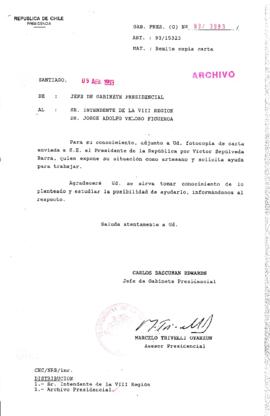 [Oficio  Gab. Pres. Ord. N° 3983 de Jefe de Gabinete Presidencial, remite copia de carta que se indica]