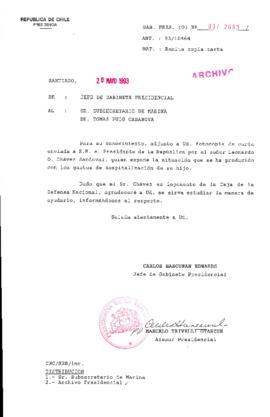 [Oficio  Gab. Pres. Ord. N° 2663 de Jefe de Gabinete Presidencial, remite copia de carta que indica]