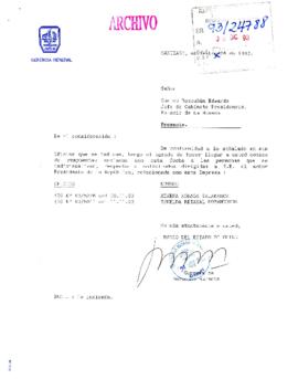 [Carta de la Gerencia de Recursos Humanos del Banco del Estado de Chile mediante el cual da respuesta a solicitud de trabajo]