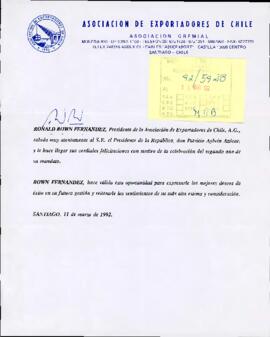 [Carta de felicitaciones por segundo año de mandato de S.E]