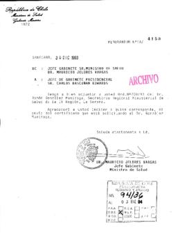 [Memorandum N° 1A/4150 de Jefe de gabinete de Ministro de Salud, remite oficio que se indica]
