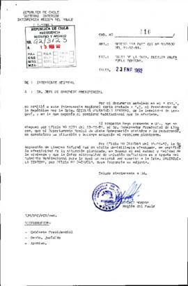 [Carta de la Intendencia Regional del Maule dirigida al Jefe de Gabinete Presidencial, referente ...