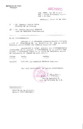 [Oficio  Gab. Pres. Ord. N° 0238 de Jefe de Gabinete Presidencial, remite copia de carta que se indica]