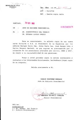 [Oficio Gab. Pres. Ord. N° 5057 de Jefe de Gabinete Presidencial, remite copia de carta que se indica]