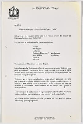 Proyecto montaje y producción de la ópera Dafne