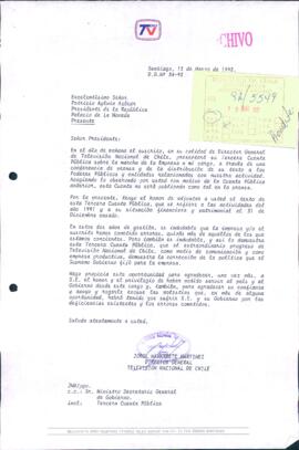 [Informa presentación de cuenta pública de TVN y remite copia del texto]