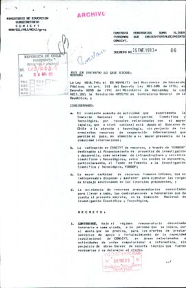[Decreto N° 46 del Ministerio de Educación/CONICYT por contrata de nuevos funcionarios a honorarios]