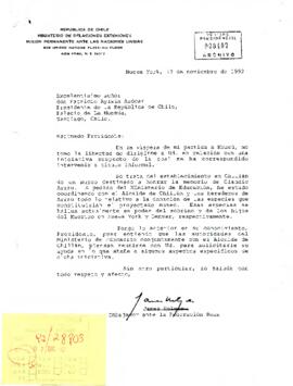 [Carta enviada por Embajador de Chile ante Federación Rusa dirigida a Presidente Aylwin]