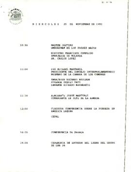 Programa Miércoles 25 de Noviembre de 1992.
