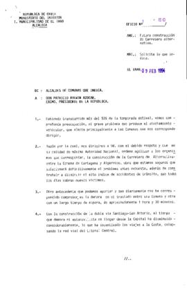[Solicitan agilizar a los organismos que correspondan, la construcción de la Carretera de Alternativa entre la Comuna de Cartagena y Algarrobo]