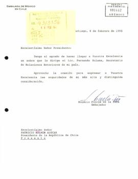 [De Horacio Flores a S.E El Presidente Patricio Aylwin]