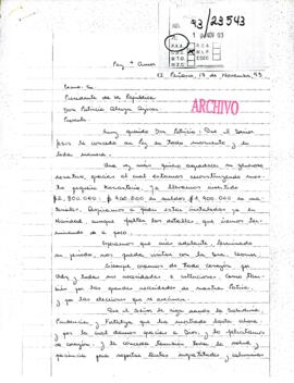 [Carta de agradecimiento dirigida al Presidente Patricio Aylwin, referente a donativo para reconstrucción de monasterio]