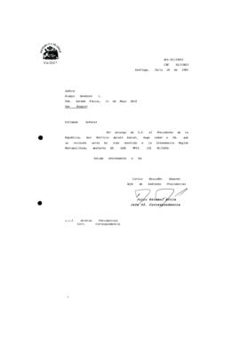 Carta remitida a la Intendencia Región Metropolitana