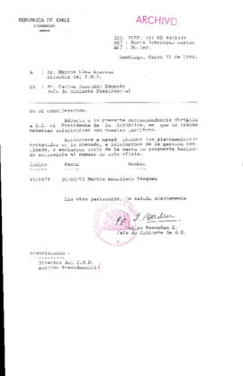 [Oficio Gab. Pres. Ord. N° 1539 de Jefe de Gabinete Presidencial, remite copia de carta que se indica]