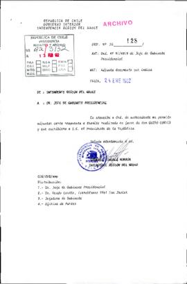 [Carta del Intendente de la Región del Maule dirigida al Jefe de Gabinete Presidencial, referente...