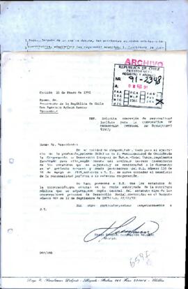 Carta de solicitud de concesión de personalidad jurídica para la CORPORACION DE DESARROLLO INTEGRAL DE ÑUBLE/CODEI ÑUBLE/