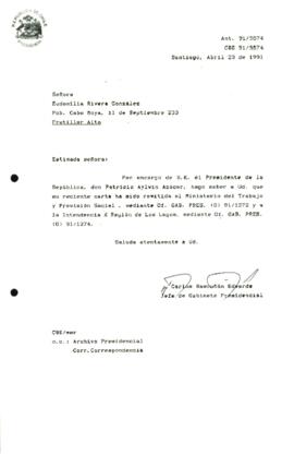 [Se remite carta a Ministerio de Trabajo y Previsión Social]