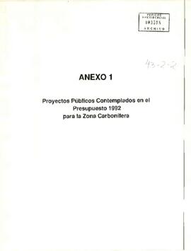 Anexo 1 Proyectos Públicos Contemplados en el Presupuesto 1992 para la Zona Carbonífera