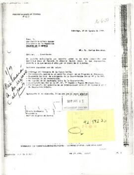 Carta del Presidente del Partido Alianza de Centro, sr. Hernán Errázuriz, dirigida al Excmo. Sr. Patricio Aylwin Azócar, Presidente de la República