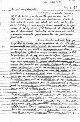 Carta manuscrita dirigida a los Representantes de los Distintos Sindicatos del Carbón en la VIII Región