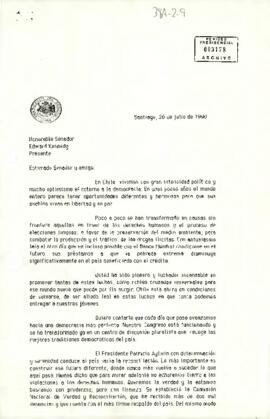 [Carta al Senador Edward Kennedy- Minuta Proyecto Binacional Patagonia para la conservación de ecosistemas frágiles].