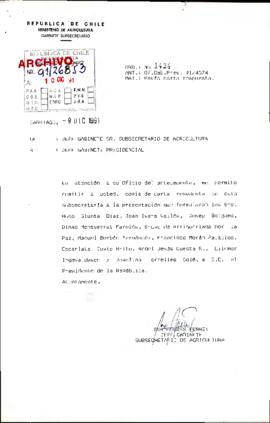 [Carta del Jefe de Gabinete del Subsecretario de Agricultura dirigido al Jefe de Gabinete Presidencial]