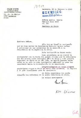 [Carta enviada por Docteur en Droit Juge Au Tribunal Cantonal, declinando invitación a asunción a la Presidencia de la República de Chile].