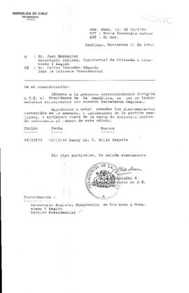 [Oficio Gab. Pres. N° 5796 de Jefe de Gabinete Presidencial, remite copia de carta que se indica]
