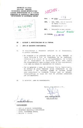 [Oficio del Alcalde de la Municipalidad de la Pintana dirigido al Jefe de Gabinete Presidencial]