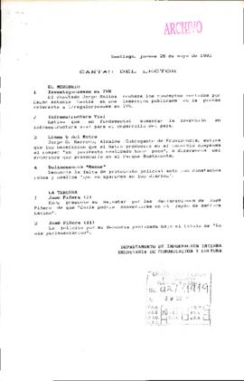 [Informe de cartas al lector en prensa]