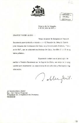 [Carta del Presidente Aylwin al Presidente de la República del Paraguay].