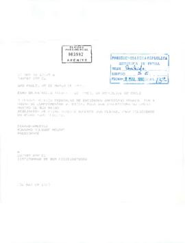 Fax: Desea éxito en su nueva gestión como presidente