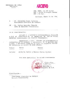 [Oficio Ord. N° 243 de Jefe de Gabinete Presidencial, remite copia de carta que se indica]
