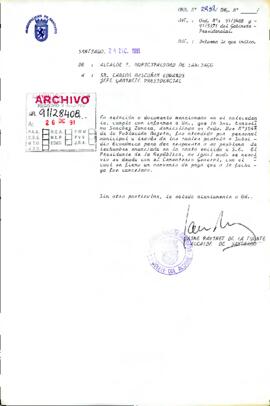 [Of. Ord. Nº 2938 de Alcalde de Santiago, informa en relación a Of. Gab. Pres. Nº 91/3488]