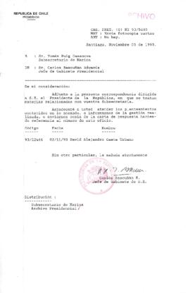 [Oficio Gab. Pres. N° 5680 de Jefe de Gabinete Presidencial, remite copia de carta que se indica]