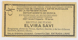 Artículo publicitario Recital de Piano Elvira Savi