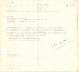 Fax del Presidente del Parlamento Andino y Presidente del Congreso del Ecuador, sr. Wilfrido Lucero Bolaños, dirigido a la Presidente de la Cámara de Diputados de Chile, Sra. María Maluenda Campos