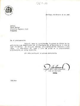 [Carta sobre visita del Presidente de la República la isla de Juan Fernandez]