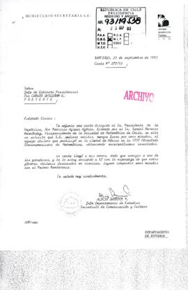 [Carta del Jefe de Departamento de Estudios de la Secretaria de Comunicación y  Cultura dirigida ...