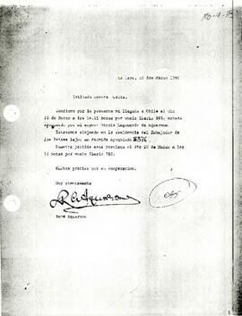 Carta desde el Ministerie van Buitenlandse Zaken [Ministerio de Relaciones Exteriores] de los Países Bajos, del sr. René Aquarone, dirigida a la sra. Amelia Huerta