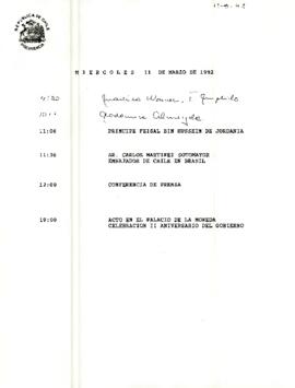 Programa Presidencial,  miércoles 11 de marzo 1992