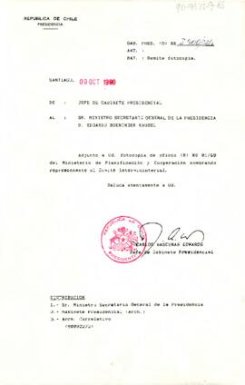 [Carta del Jefe de Gabinete Presidencial a Ministro Secretario General de la Presidencia, Edgardo Boeninger]