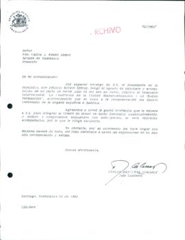 [Carta de respuesta del Jefe de Gabinete Presidencial dirigida al Alcalde de Salamanca de España]