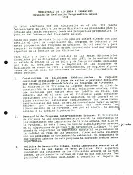 Ministerio de Vivienda / Reunión de Evaluación Programática Anual 1992