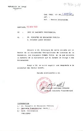 [Carta del Jefe de Gabinete Presidencial a Ministro de Educación, Ricardo Lagos]